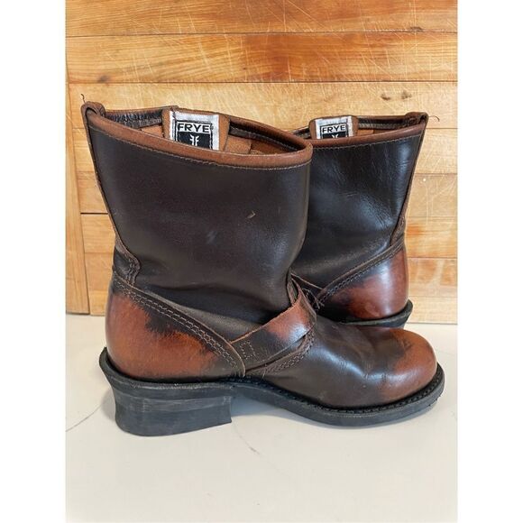 FRYE Smith Engineer Distressed Brown Leather Boots Women’s Sz 6 - Picture 3 of 13